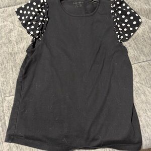Kate Spade Black Top with White Polka Dot Sleeves